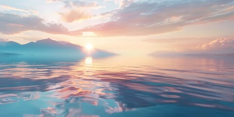 Tranquil seascape with vibrant sunset over the horizon.