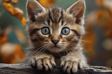 Fototapeta premium Portrait photo of cute baby kitten cat , studio shooting high quality photo pet background, wallpaper, wall art