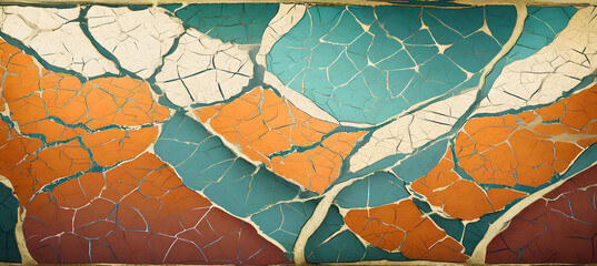 Cracked Vintage Wallpaper. Generative AI.