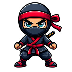 Ninja cartoon illustration on transparent background