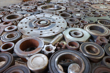 bearing texture background, rusty old metal car mechanic parts.