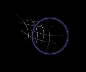 Geometric round shape approaching on black background. neon bright circle. banner, wallpaper, cover, template, poster, backdrop etc. graphic design art