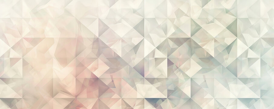 Abstract geometric background with a tessellation of triangles and rhombuses in muted pastel colors. The soft hues and geometric precision give a calm and elegant feel.