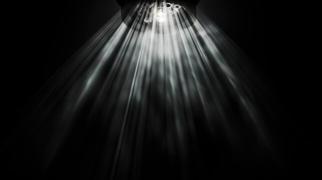 Rays of light isolated on the black background, shower bath concept