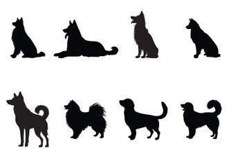 Vector dog set silhouette illustration