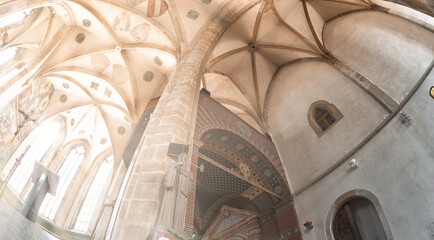 Sunlight is illuminating the interior of a Emmaus Monastery in Prague, Czech Republic