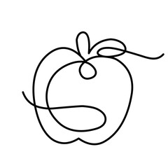 Drawing line apple on the white background. Vector