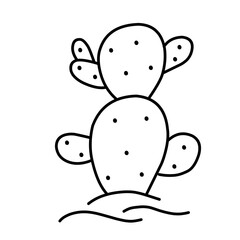 Hand drawn cactus illustration. Vector Illustration. Isolated on white background. cactus outline sketch. cactus drawing. cactus plants line art background.