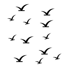 Vector Set Silhouette of a flock of flying birds