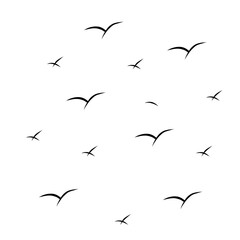 Vector Set Silhouette of a flock of flying birds