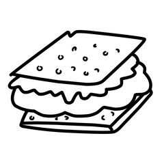 The black line of the logo is fast food, picnic, office lunch. A hand-drawn sandwich icon. Vector illustration for menus, cafes, T-shirts, print style, graphics.