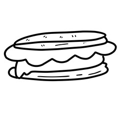 Delectable sandwich outline vector, ideal for culinary and menu projects.