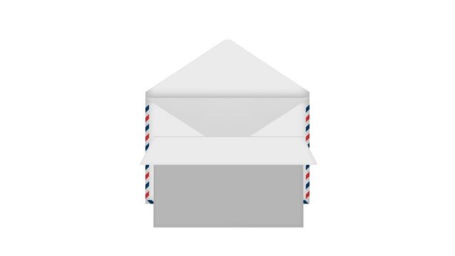 4K animation of opening an envelope and opening the paper inside ( mov ,background transparent )