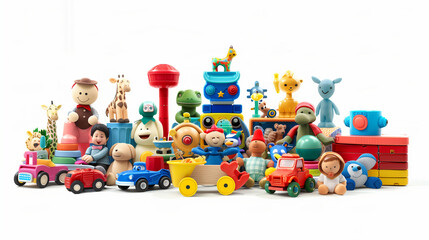 Toys collection isolated on white background