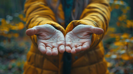Person showing forgiveness and grace with hands extended