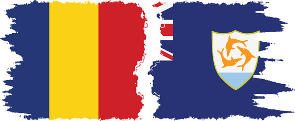 Anguilla and Romania grunge flags connection vector