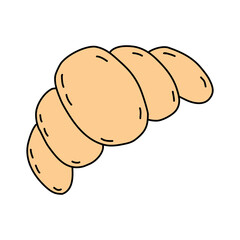 Fresh baked croissant, doodle style element for bakery, menu, cafe, vector