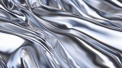 A digital rendering of smooth metallic liquid, flowing in an abstract wave pattern with light reflections SEAMLESS PATTERN