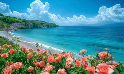 flowers on the beach