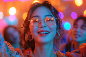 portrait of a woman dancing in the nightclub