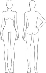 fashion drawing model croque sihoutte back and front