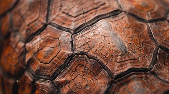 Detailed look at brown shell texture of turtle