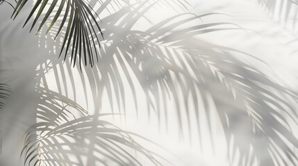 Obraz premium Abstract natural palm tree leaves shadow on white wall background