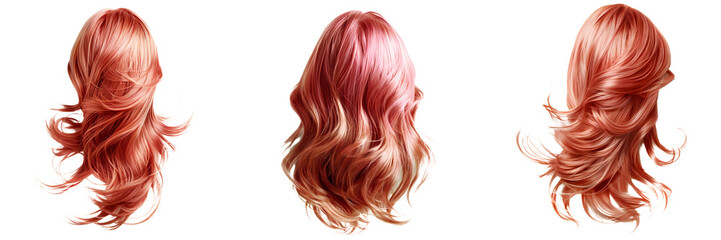 Naklejka premium set of pink hair isolated on a white or transparent background