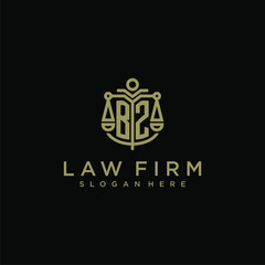 BZ initial monogram logo for lawfirm with scale vector design