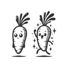 Minimalist Cute Carrot Silhouette Vector Art - Perfect for Sticker, Farm and Garden Projects