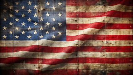 Vintage American Flag with Subtle Fading and Textured Fabric