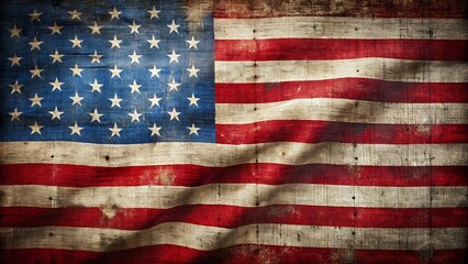 Vintage American Flag with Subtle Fading and Textured Fabric