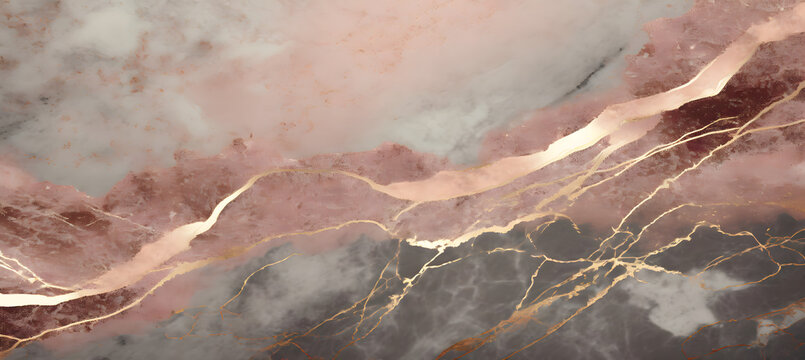 digital texture combining the warmth of rose gold with the natural patterns of marble. Generative AI.