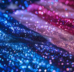 Colorful Glitter-Covered American Flag Background in Pink and Blue Tones