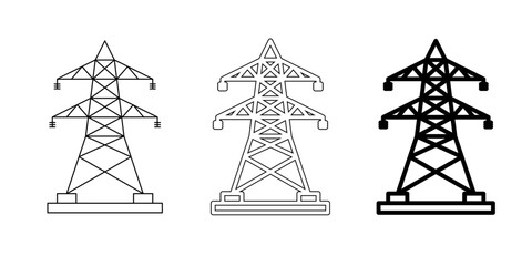 Transmission tower icon set isolated on white background