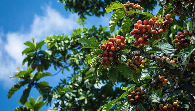 Lush tree with chempedak, tropical and exotic, rich in flavor,