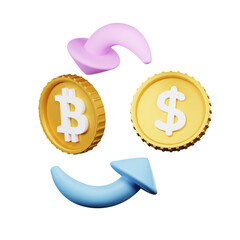 Bitcoin exchange 3D icon isolated on white background