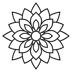 Black Mandala Line Art Vector Design

