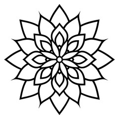 Black Mandala Line Art Vector Design

