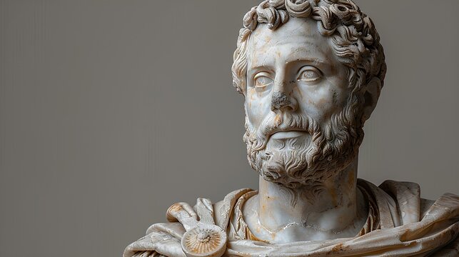 Statue of roman emperor Hadrian in Ancient Greek style. Marble statue of Hadrian