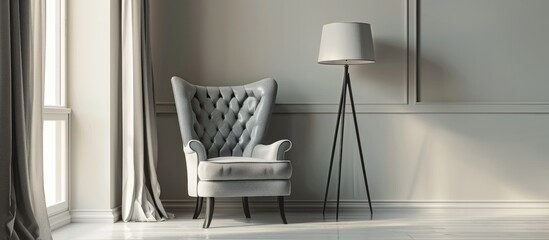 Elegant Living Room with Gray Armchair and Floor Lamp
