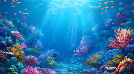 Obraz premium Underwater Sea Ocean Nature isolation background, Illustration