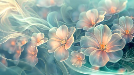 Fototapeta premium Beautiful three panel wall design, realistic hand drawn floral artwork decoration background