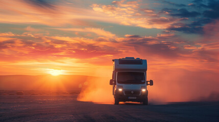 camper van driving off in to heaven,