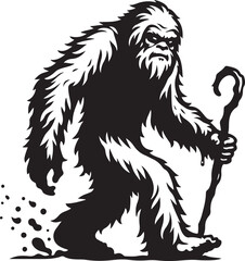 Yeti vector silhouette  white background