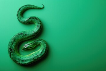 Fototapeta premium Detailed Green Snake with Scales and Eyes in Focus. 2025 Chinese Zodiac Symbol - Year of the Snake.