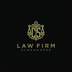 CS initial monogram logo for lawfirm with scale vector design