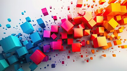 Modern background for the presentation, colorful cubes on a white background, free center of the image