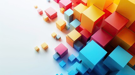 Modern background for the presentation, colorful cubes on a white background, free center of the image