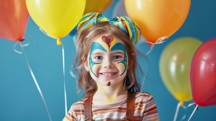 face painting kids with balloons,